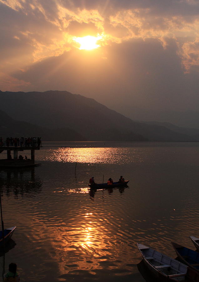 Phewa Lake Sunset - Nepal  Photograph by Aidan Moran