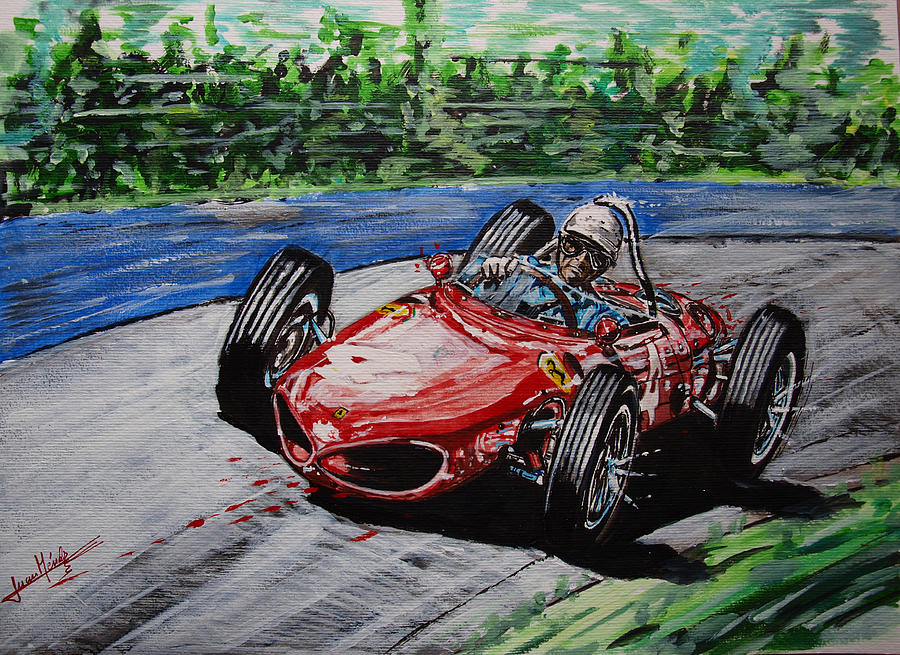 Phil Hill at Nurburgring. Painting by Juan Mendez