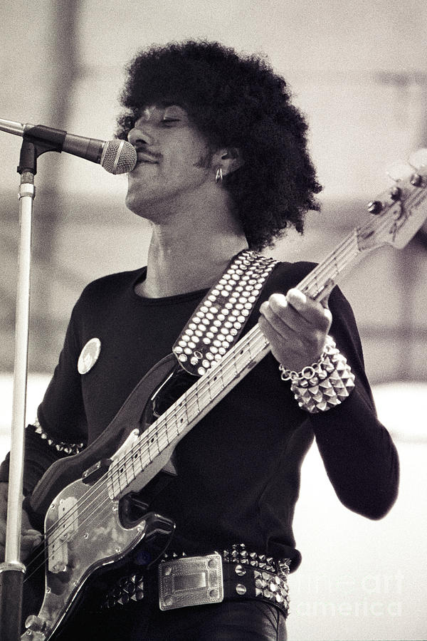 Thin Lizzy Photograph - Phil Lynott of Thin Lizzy Black Rose tour - Day on the Green, Oakland CA July 4th 1979 by Daniel Larsen