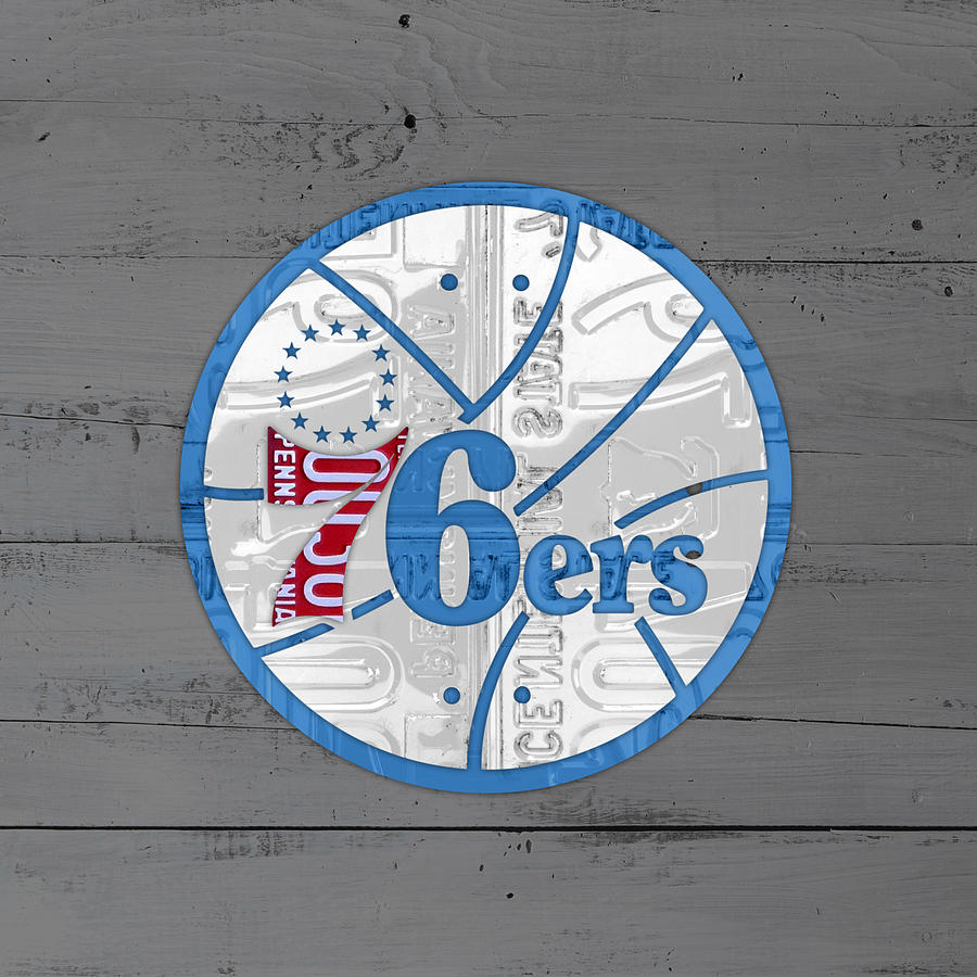Philadelphia Mixed Media - Philadelphia 76ers Basketball Team Retro Logo Vintage Recycled Pennsylvania License Plate Art by Design Turnpike