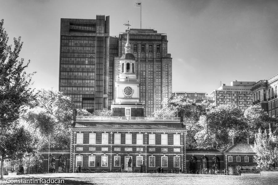 Philadelphia Independence Hall 6 BW Photograph by Constantin Raducan
