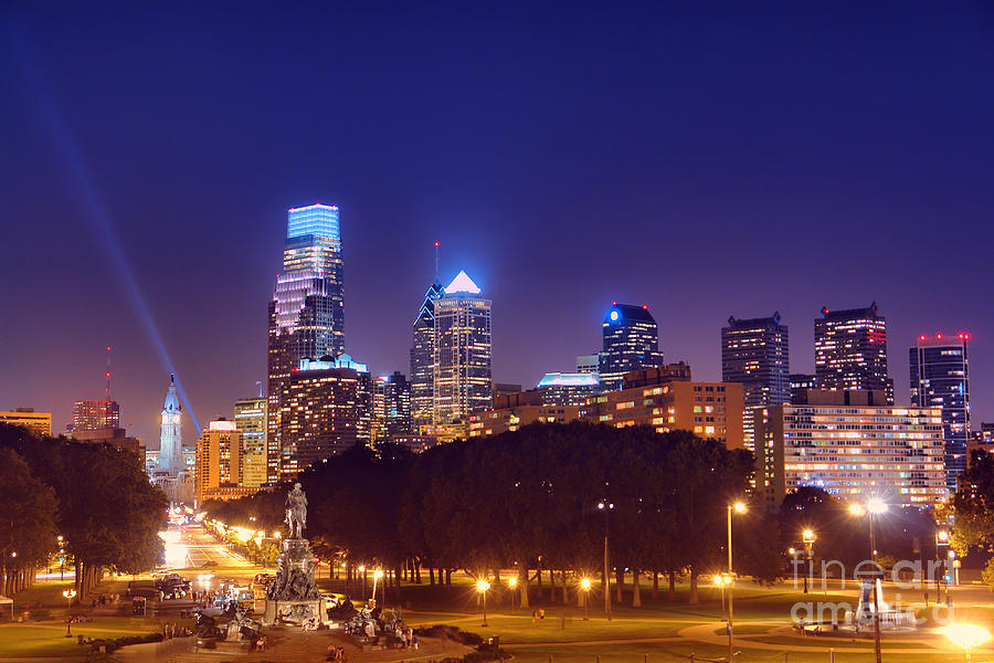 Philadelphia Nightscape Photograph by Olivier Le Queinec