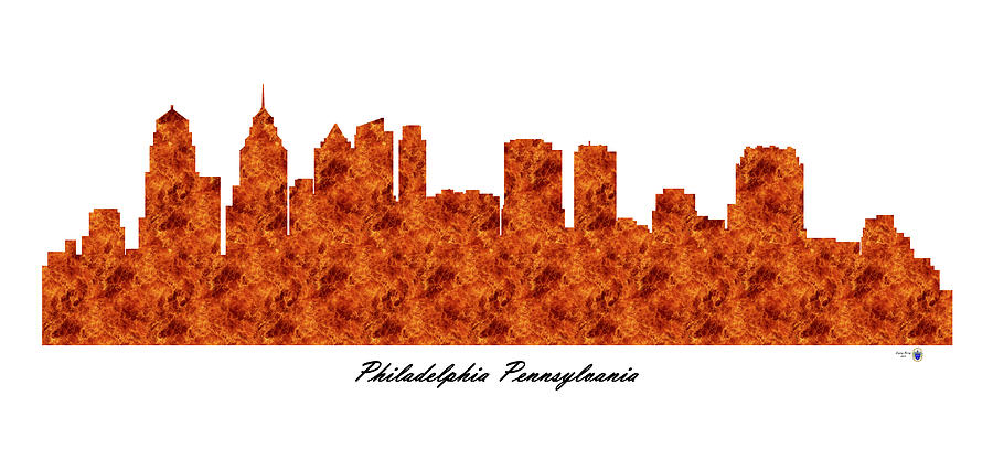 Philadelphia Pennsylvania Raging Fire Skyline Digital Art by Gregory Murray