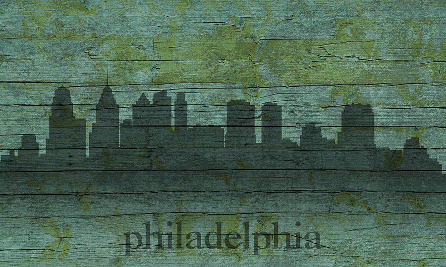 Philadelphia Mixed Media - Philadelphia Pennsylvania Skyline Art on Distressed Wood Boards by Design Turnpike
