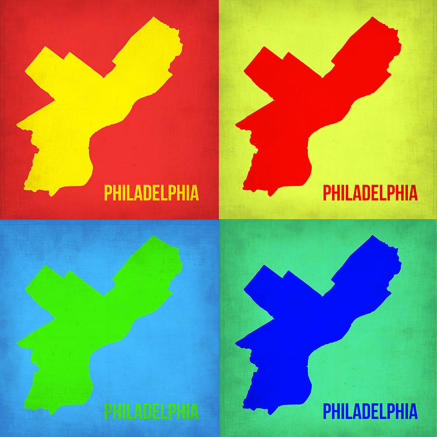 Philadelphia Painting - Philadelphia Pop Art Map 1 by Naxart Studio