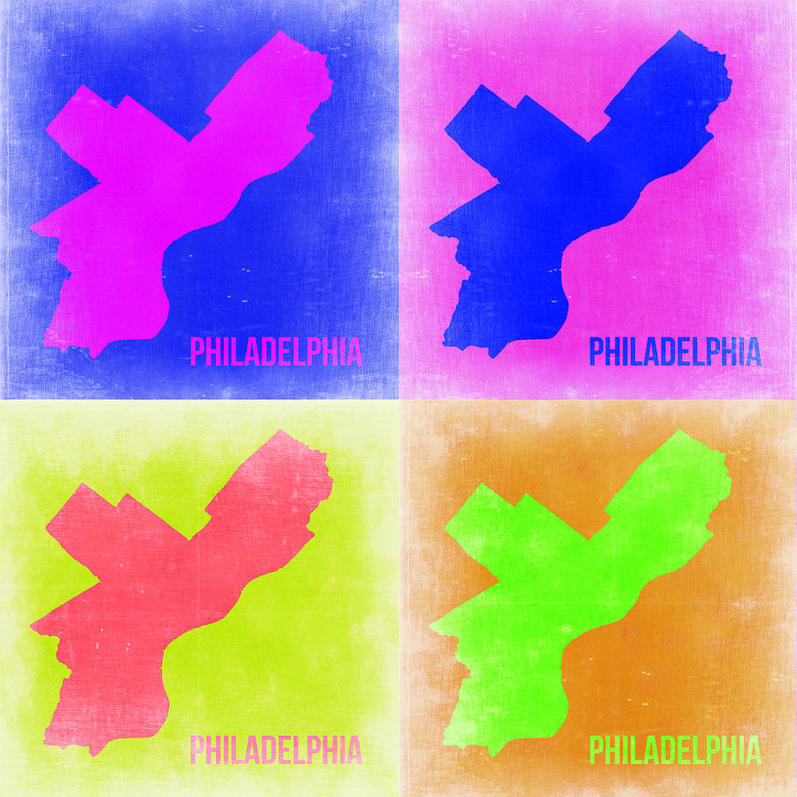 Philadelphia Painting - Philadelphia Pop Art Map 2 by Naxart Studio
