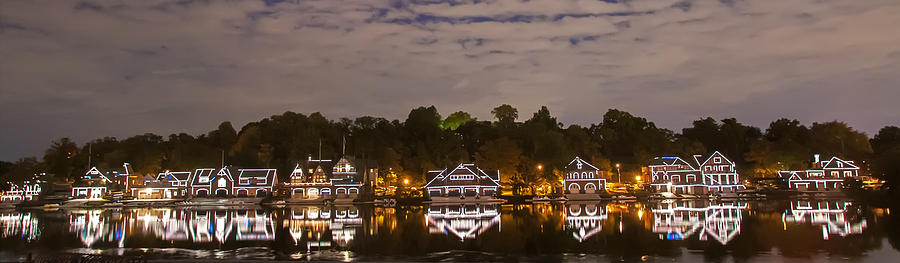 Philadelphia Reflections - Boathouse Row - Panorama Photograph by Bill Cannon