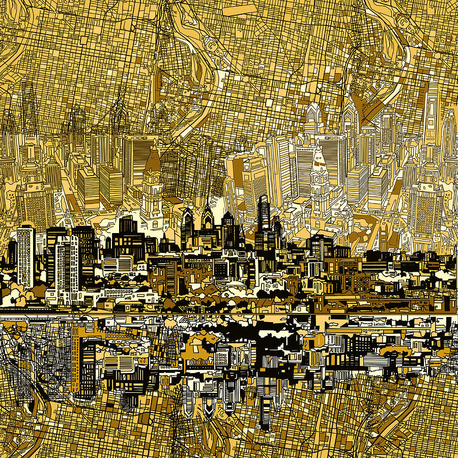 Philadelphia Skyline Abstract 3 Painting by Bekim M
