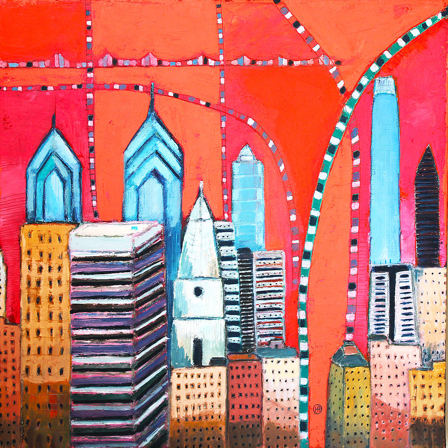 Philadelphia Skyline Painting by Habib Ayat