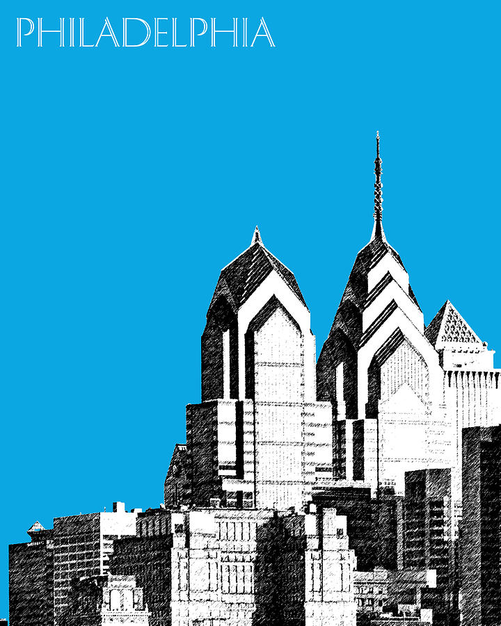 Philadelphia Skyline Liberty Place 1 - Ice Blue Digital Art by DB Artist