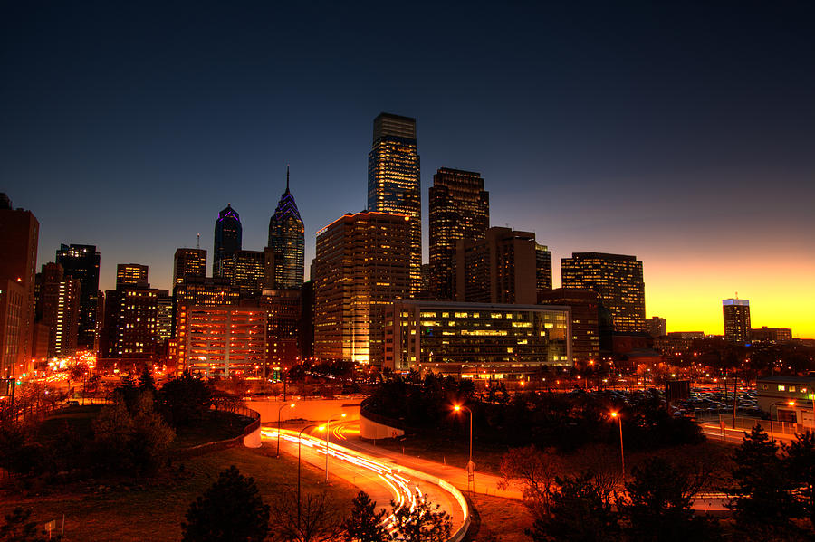 Philadelphia Sunset Photograph by David Oakill