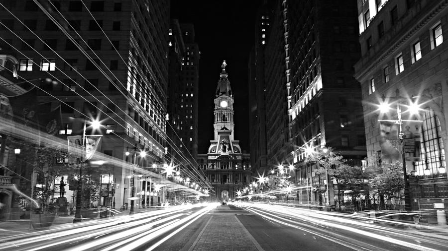 Architecture Photograph - Philadephia City Hall -- Black and White by Stephen Stookey