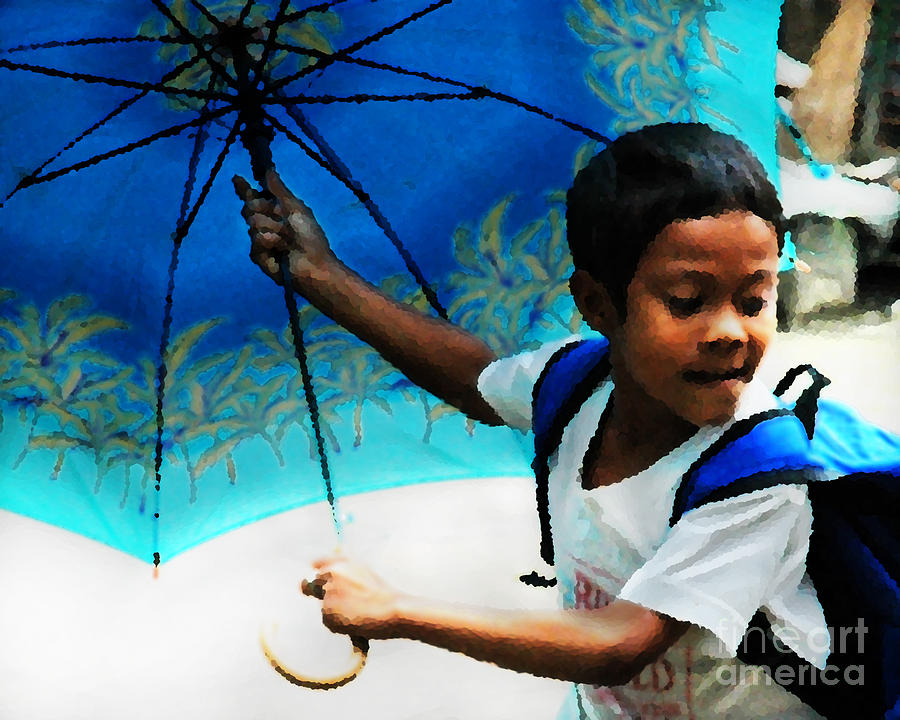 Philippine Boy With Umbrella Photograph by Michael Arend