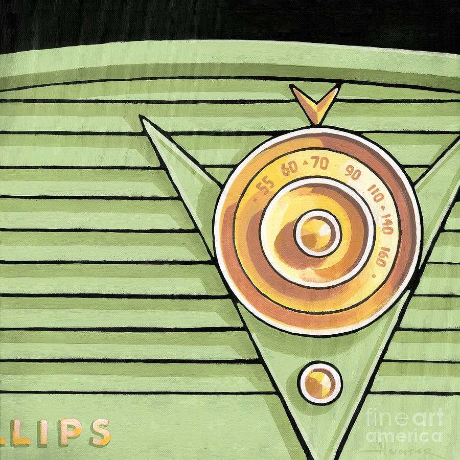 Phillips Radio - green Painting by Larry Hunter