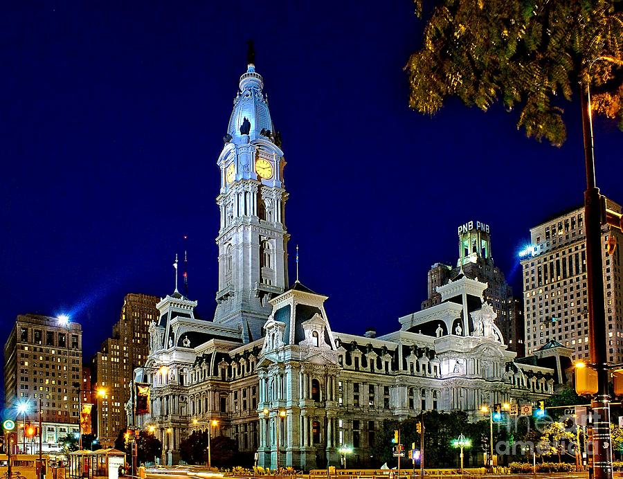 Philly City Hall at night Photograph by Nick Zelinsky Jr