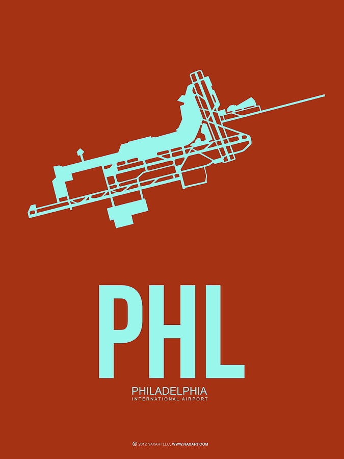 Philadelphia Digital Art - PHL Philadelphia Airport Poster 2 by Naxart Studio
