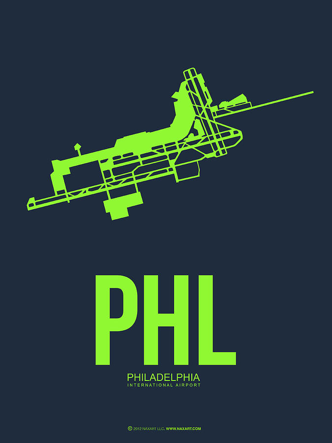 Philadelphia Digital Art - PHL Philadelphia Airport Poster 3 by Naxart Studio