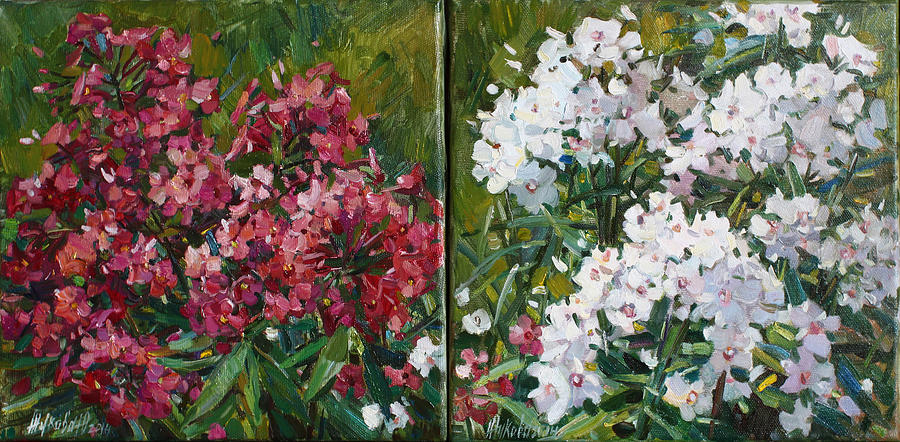 Phloxes for Victoria Diptych Painting by Juliya Zhukova