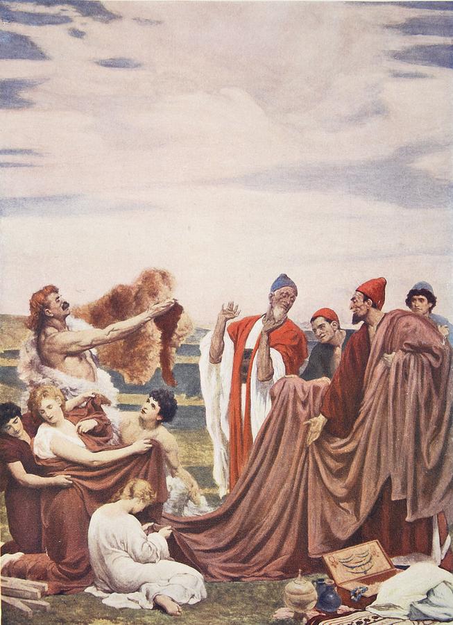 Pre-raphaelite Drawing - Phoenicians Trading With Early Britons by Frederic Leighton