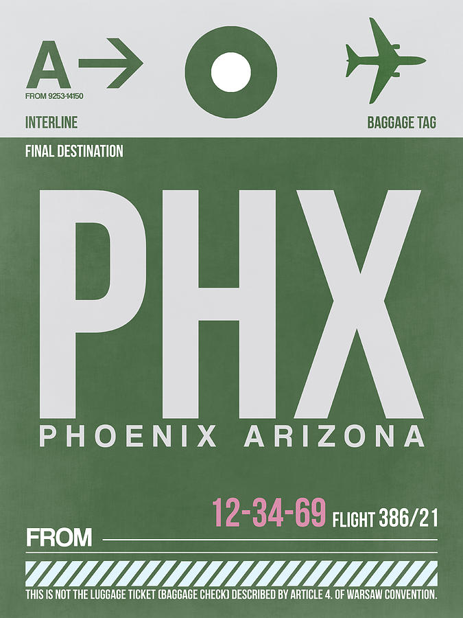 Phoenix Digital Art - Phoenix Airport Poster 2 by Naxart Studio Phoenix Digital Art - Phoenix Airport Poster 2 by Naxart Studio
