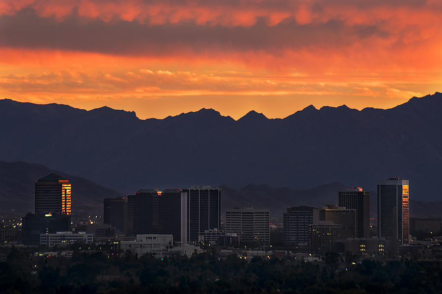 Phoenix Skyline at Sunset Photograph by Dave Dilli