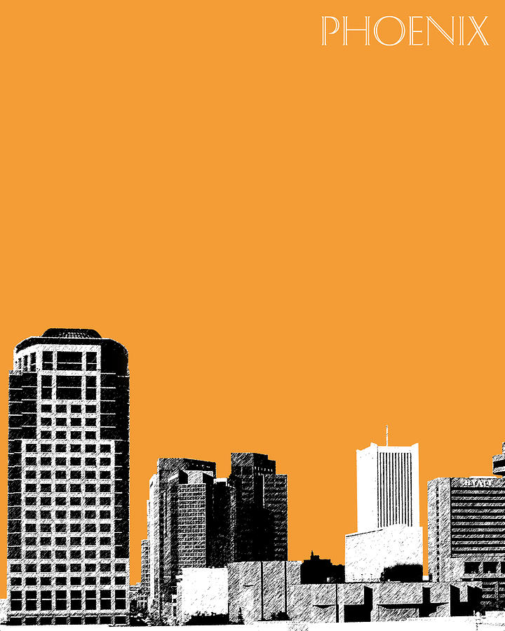 Phoenix Skyline - Orange Digital Art by DB Artist
