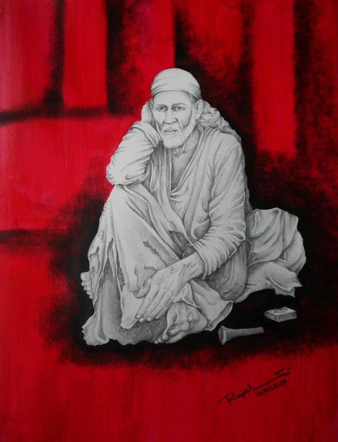 Shirdi Sai Baba Painting - Phone baba by Rajesh Sharma