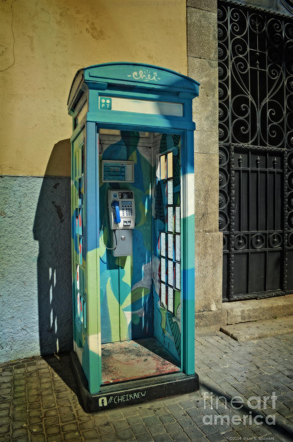 Phone Booth in Blues - Oporto Photograph by Mary Machare