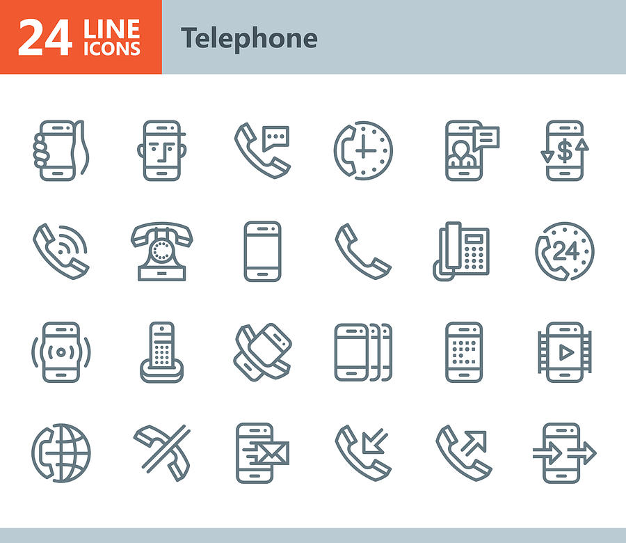 Phone - line vector icons Drawing by Steppeua