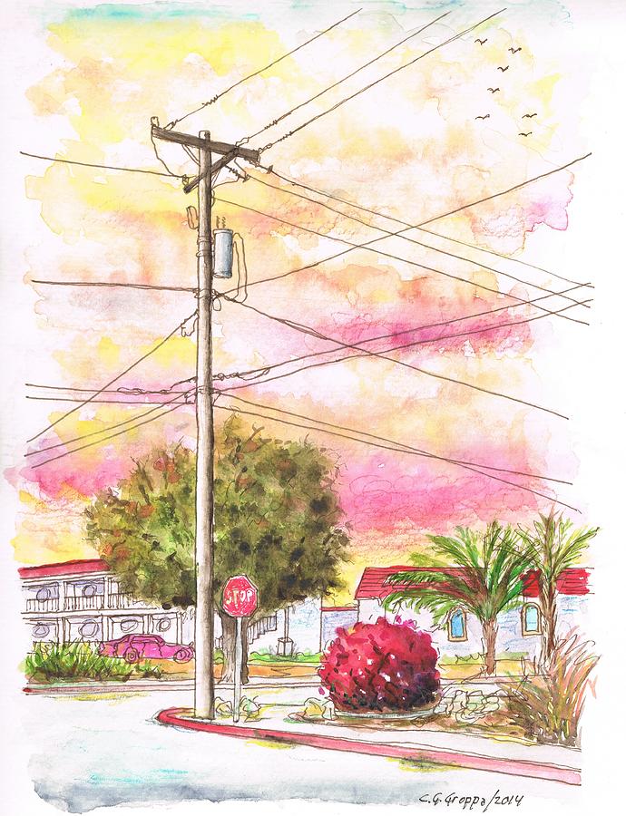 Phone pole in Arroyo Grande - Californa Painting by Carlos G Groppa