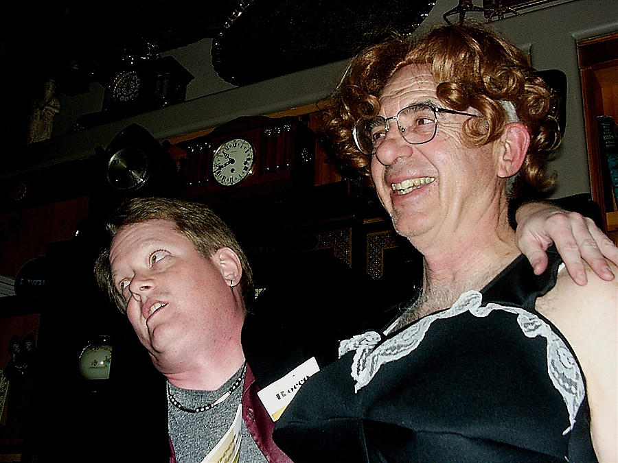 Photo homage Diane Arbus couple man in drag wig Christmas party Casa Grande Arizona 2002 Photograph by David Lee Guss