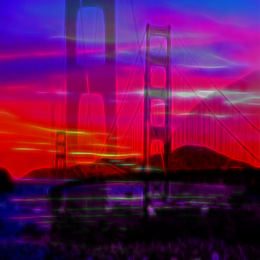 Photo Montage Golden Gate Digital Art by Cathy Anderson