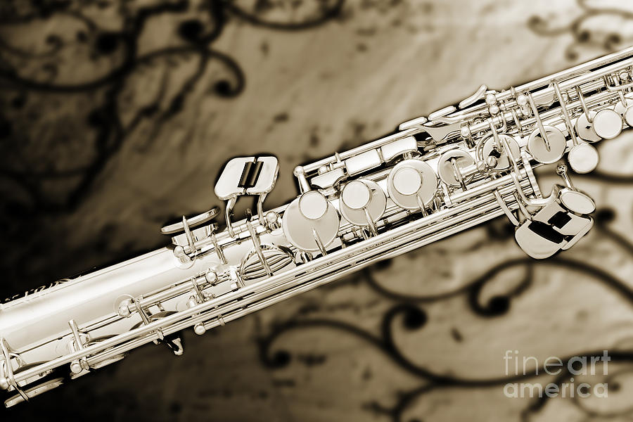 Photograph of Classic Soprano Saxophone Sepia 3349.01 Photograph by M K Miller