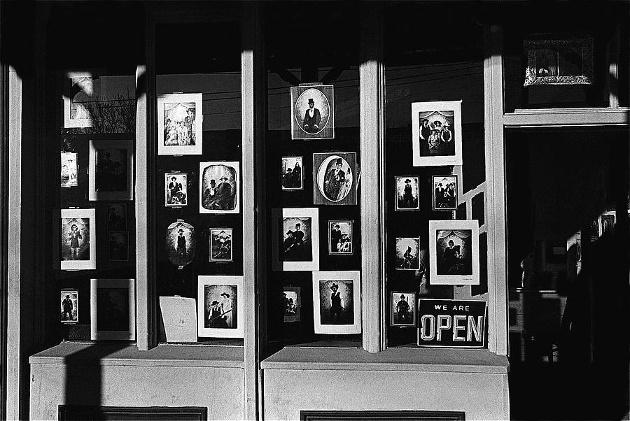 Photography homage Antique portraits store Tombstone Arizona 1980 black and white Photograph by David Lee Guss