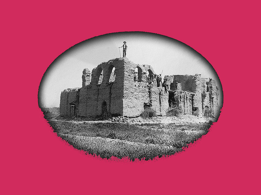 Photography homage Henry Buehman ruins San Cosme de Tucson c. 1874 Vignetted color added Photograph by David Lee Guss