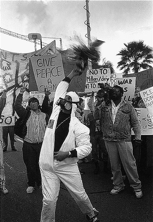 Photography homage Hunter S. Thompson anti-Gulf War rally flag burning Tucson Arizona 1991 Photograph by David Lee Guss