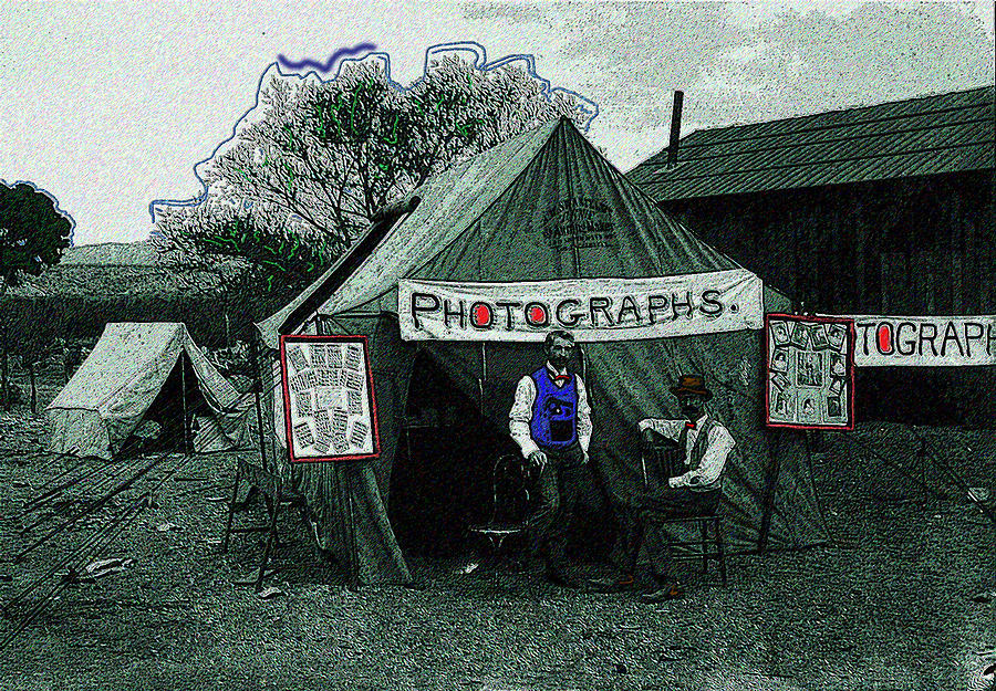 Photography homage  Traveling tintype photographers tent c.1880-2008 color texture added Photograph by David Lee Guss