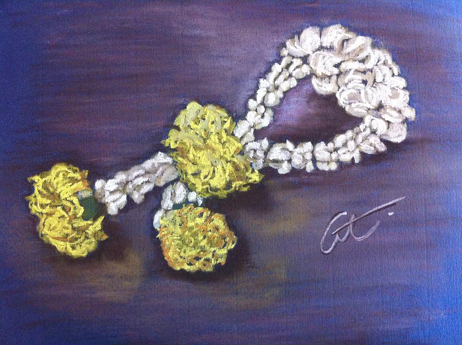 Flowers Still Life Painting - Phuang Malai Jasmine Flower Garland by Cristel Mol-Dellepoort