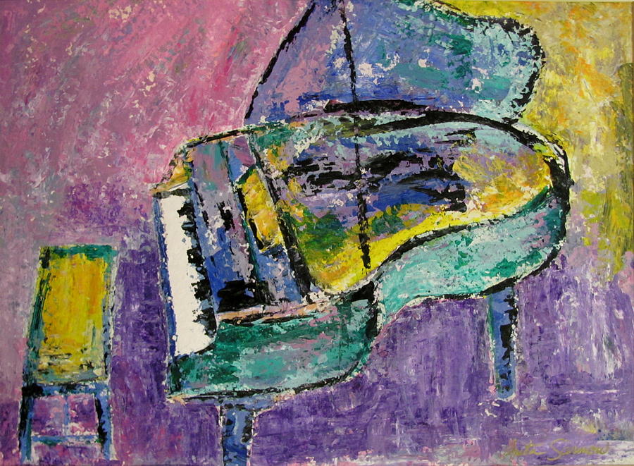 Piano Green Painting by Anita Burgermeister