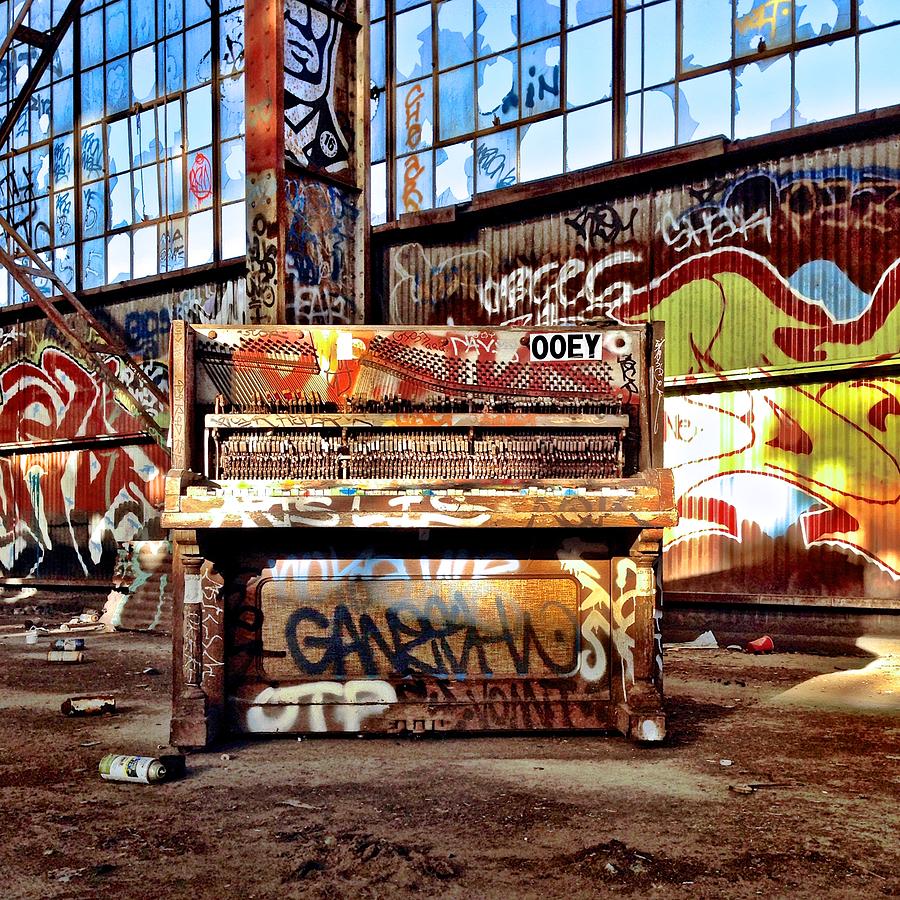 Piano Photograph - Piano In Warehouse by Julie Gebhardt