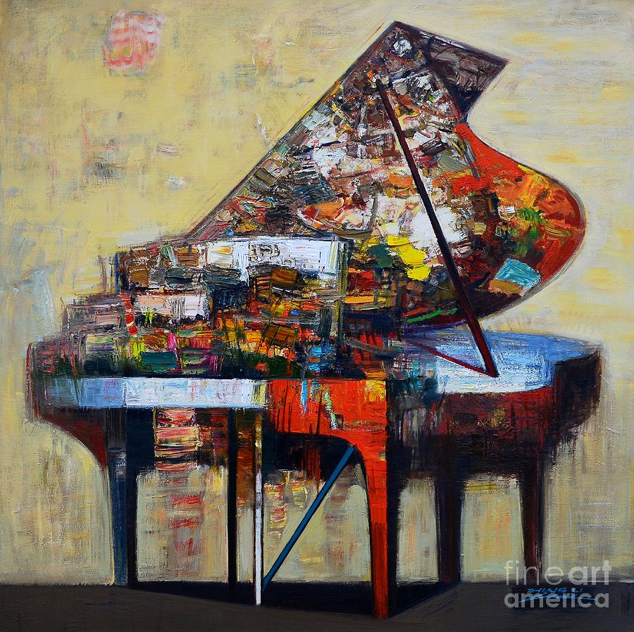 piano No.48-a tune - Black Swan Painting by Zheng Li