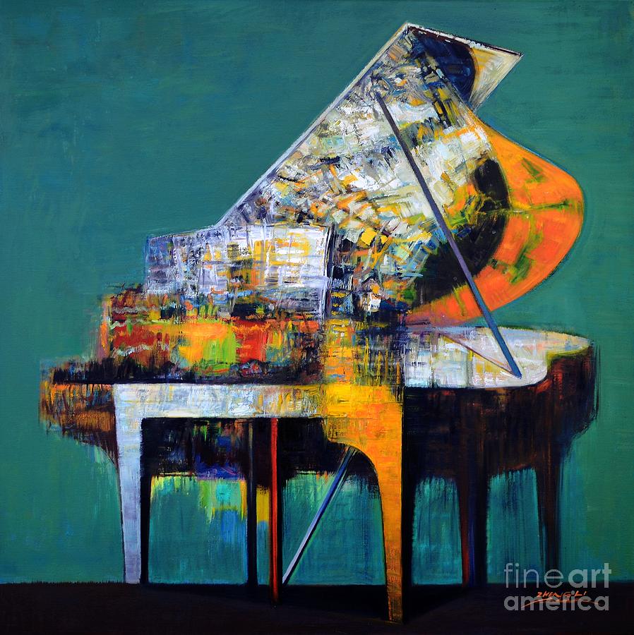 piano No.49-B  tune- Blue Danube Painting by Zheng Li