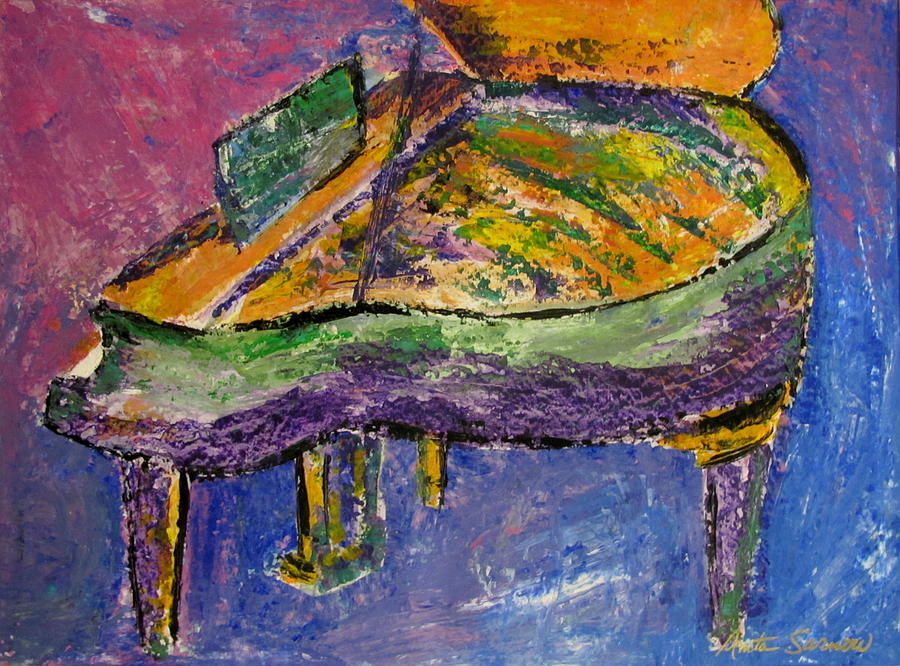 Piano Purple Painting by Anita Burgermeister