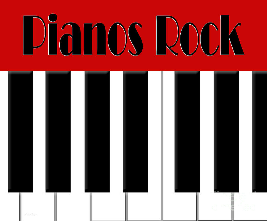 Pianos Rock In Red Digital Art by Andee Design