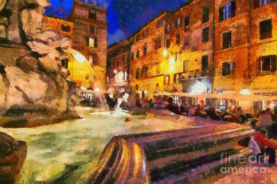 Piazza della Rotonda in Rome Painting by George Atsametakis