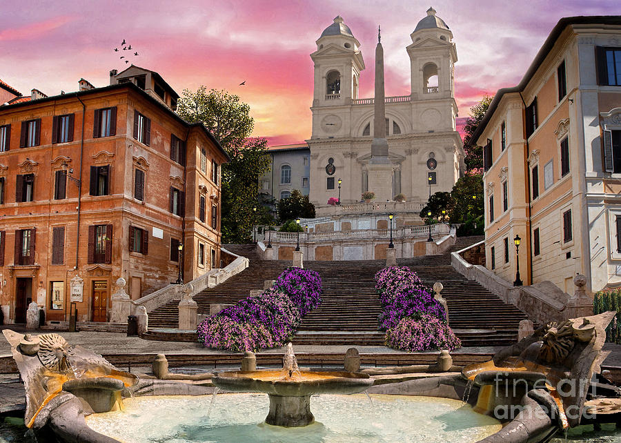 Fountain Digital Art - Piazza Di Spagna by MGL Meiklejohn Graphics Licensing