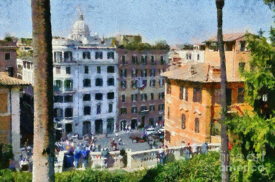 Holiday Painting - Piazza di Spagna in Rome by George Atsametakis