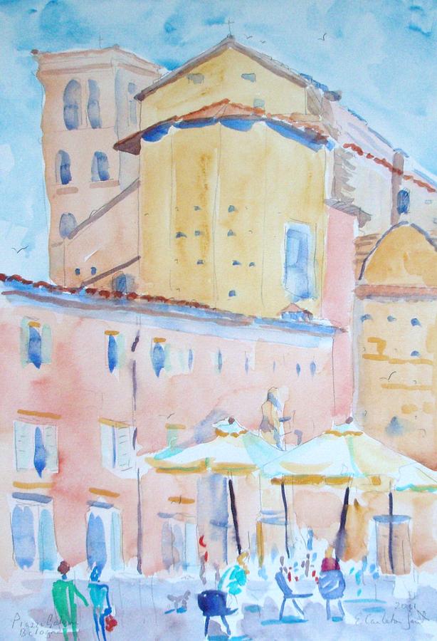 Piazza Galvin Bologna Painting by Elinor Fletcher