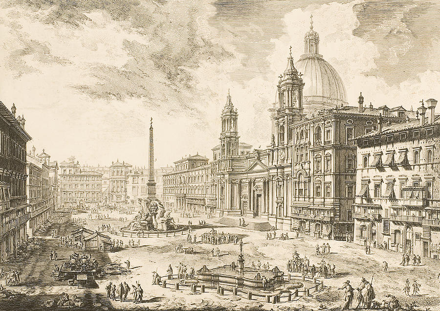 Piazza Navona Drawing by Giovanni Battista Piranesi