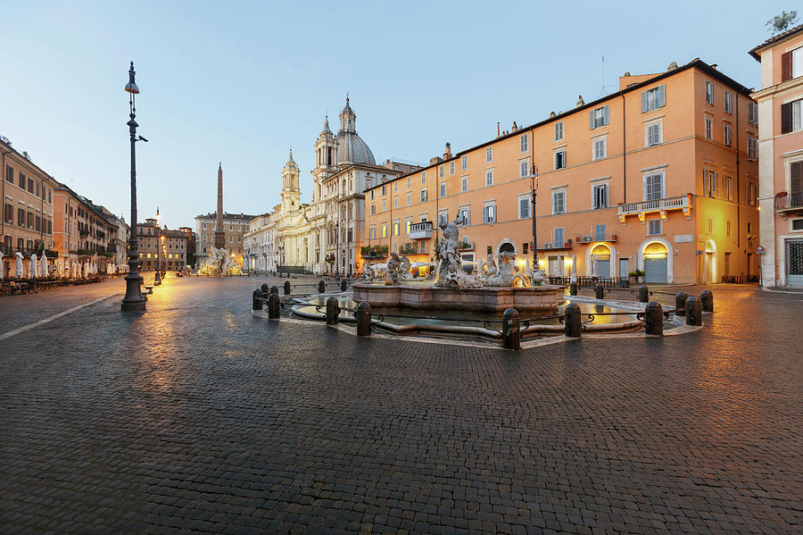 Piazza Navona In Rome At Dawn Photograph by Guy Vanderelst